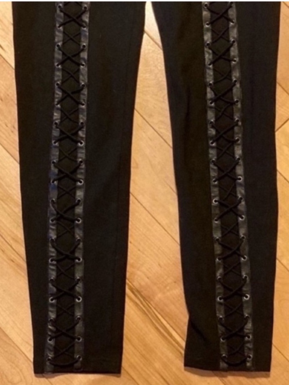 Haute Hippie lace up the front
lamb leather trimmed black leggings size small - Picture 3 of 10